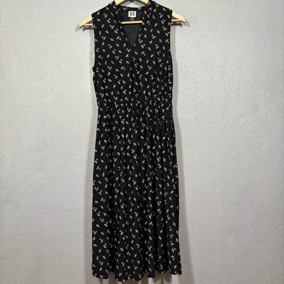 Anne Klein Dresses & Skirts - Anne Klein Black Floral Sleeveless Dress Size 8 Pockets Feminine Classic Chic